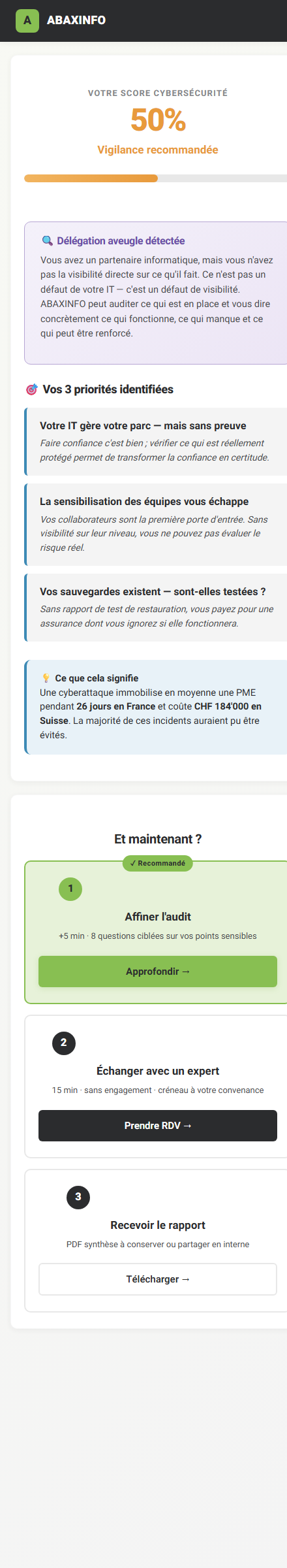ABAXScan v1.0 — résultat avec 3 portes, toutes gratuites