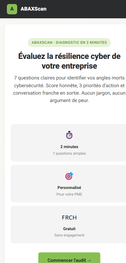 ABAXScan v1.1 — écran d'accueil