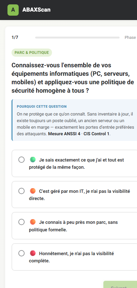 ABAXScan v1.1 — Q1 avec encart Pourquoi cette question